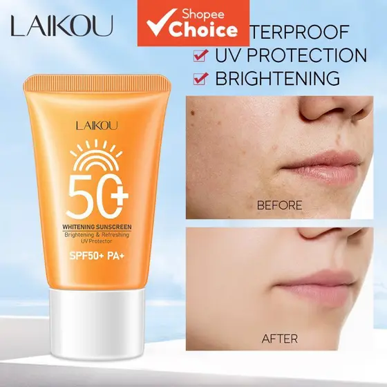 LAIKOU Creme Clareador de Proteção Solar com Filtro UV, Creme Solar Clareador, Protetor Facial, Creme Diurno