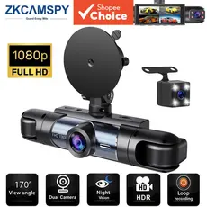 Câmera Veicular 360° Gravador de Vídeo Automático Frontal, Traseira e Interna