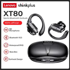 Lenovo XT80 Fones De Ouvido Sem Fio Bluetooth Com Controle Botão Microfone Redução Ruído Ganchos Esportes À Prova Dwater