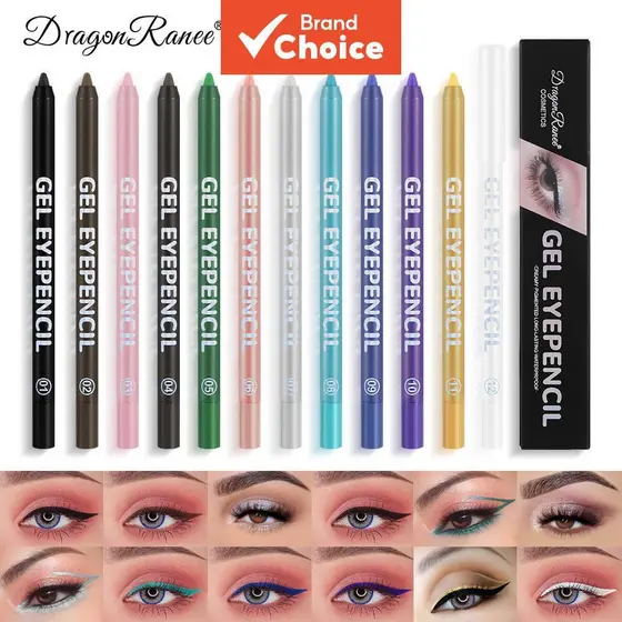 Lápis delineador de olhos colorido à prova d'água, fácil de aplicar, resistente ao suor, não borra, ideal para