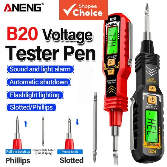 Um Conjunto De Caneta Testadora De Tensão De Indução De Alta Precisão ANENG B20 , Detector Ca Sem Contato De 30-1000V Co