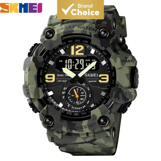  SKMEI 1637 Relógio Digital Militar, Design Vintage à Prova d'Água 50m, Pulseira PU para Esportes e Casual