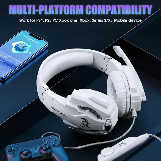 Fone de Ouvido Stereo Sprise G9000 com Microfone, LED e Fio - Ideal para PC, Laptop, PS4, Xbox One e Celular
