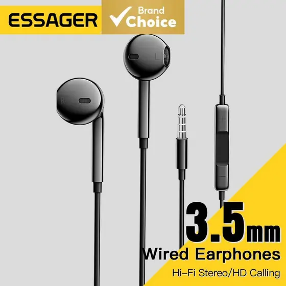 Fones De Ouvido HIFI Bass Com Fio ESSAGER S320 Microfone-Intra-Auriculares Estéreo Para Música E Chamadas-Especial Féria