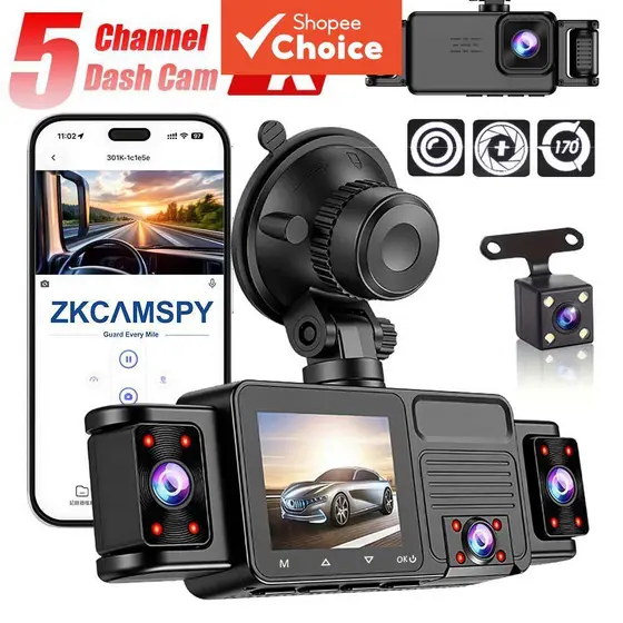 Painel WIFI Dash Cam 5 Lente 2k 360 °