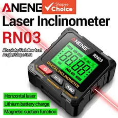 Conjunto Digital ANENG RN03 de Medição de Ângulo, Inclinômetro a Laser, Transferidor USB Recarregável com Régua de