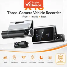 Câmera Veicular DVR 4K 3 Lentes com Monitor de Estacionamento 24H e Visão Noturna