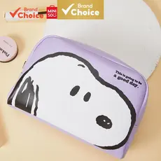 MINISO  série colorida da vida do Snoopy - bolsa de maquiagem portátil fofa e compacta 18cm × 6cm × 13cm