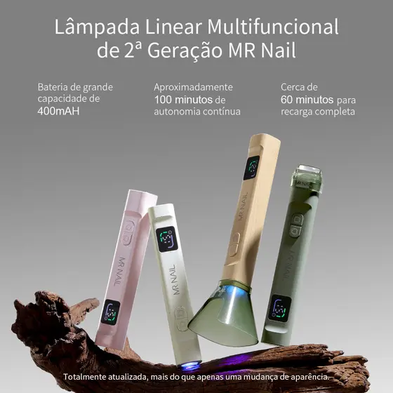 MR NAIL Lâmpada UV LED 395nm para Unhas em Gel Portátil Recarregável USB-C com Sensor