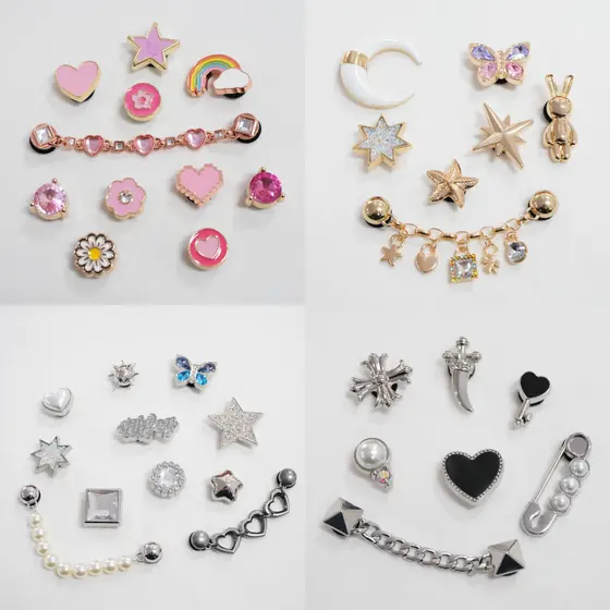 Miss Zoe Jibtz DIY Acessórios Para Pés De metal De Desenho Animado Com Letras