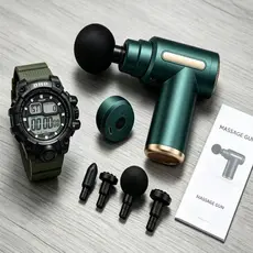 Massageador muscular elétrico profissional de alta frequência, emparelhado com um relógio eletrônico