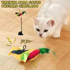 Brinquedo de caça para gatos, varinha provocadora, rotação automática de 360 graus, base com ventosa.
