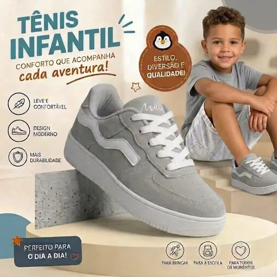Tenis infantil menino skatista solado costurado não descola casual esportivo batizado casamento formatura escolar