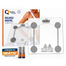 Balança Corporal Digital Peso Até 180Kg Transparente Vidro Temperado + Pilha Brinde