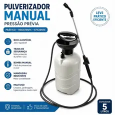 Pulverizador Borrifador 5 Litros Com Compressão Prévia Jato Regulável Manual Jardim