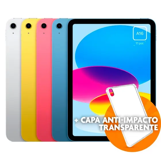 Tablet Apple iPad 11 Geração A16 128GB Wi-Fi 10,9" + Capa TPU Transparente Lacrado