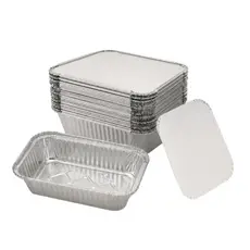 Kit O4 Bandeja Marmita Retangular Aluminio 1500ml Com Tampa Marmitinha para Bolo Comida