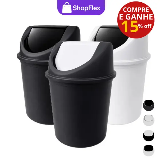 Lixeira Multifuncional para Banheiro Quarto Escritório Pia Cozinha Mesa Bancada - 3,6L