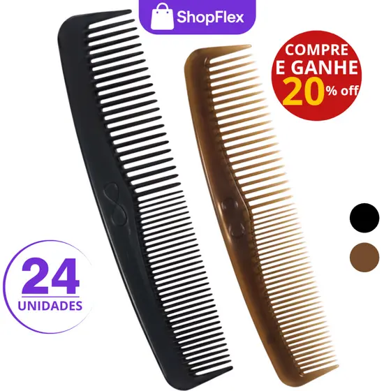Kit 24un Pente de Bolso Inquebrável Masculino Penteado Cabelo Barba e Bigode