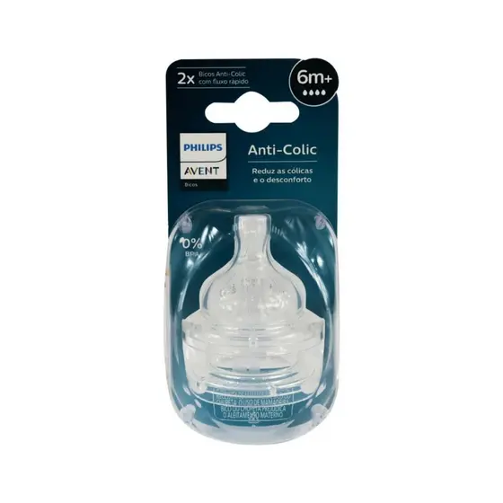 Kit com 2 Bicos Anti-Colic  Nº 4 (6m+) - Philips Avent/SCY764/02