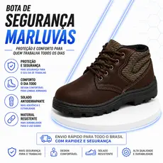 Botina Segurança Bota Marluvas 50b26 Bico Pvc Nobuck Obras Epi CA 45611