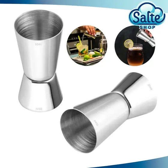 Dosador Inox Bebidas Duplo 25 ml 50 ml Medidor Drink Gin Vodka