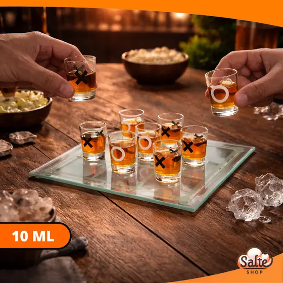 Jogo Velha Perdeu Bebeu Diversão Bebidas Drinks Entre Amigos C/ Mesinha Copos Marcados