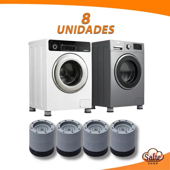 Kit 08 Suporte Pés Anti Vibração Máquina de Lavar Secadora Universal Base Estabilizadora Reforçada