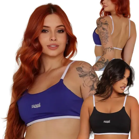 KIT 3 Top Fitness Costa Nua Cropped Faixa Academia Alcinha Sem Bojo Moda Gringa