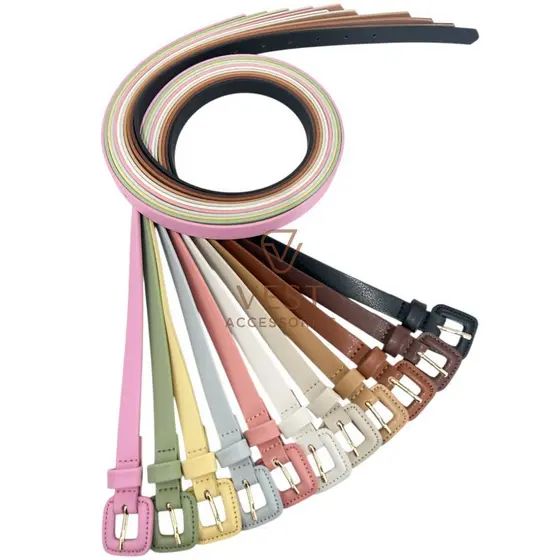 Cinto Fino Feminino Fivela Quadrada Encapada Mini