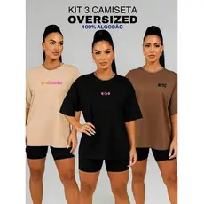 kIT 3 Camisetas Feminina para Treino Atemporal Envio Imediato 100% Algodão Premium Conforto para Dia a Dia e Treinos