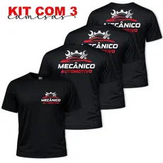 Kit com 3 Camisas  Uniforme Masculina MECÂNICO AUTOMOTIVO Oficina Mecânica Carro Dry Fit Profissão