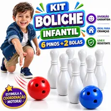 Boliche Kids Brinquedo Infantil com 6 Pinos e 2 Bolas Jogo de Coordenação Motora +3 Anos