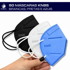 50 Máscara Descartável PFF2 KN95 Branca, Preta ou Azul | Sem Válvula + Proteção e Qualidade!