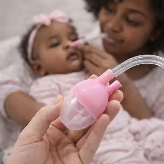 Aspirador Nasal Infantil para Bebê | Sucção Suave e Segura | Higienizador Nasal | Cores Rosa ou Azul