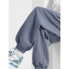 Calças de linho de algodão masculinas calças de moletom finas 2026 novo estilo calças casuais soltas calças masculinas v