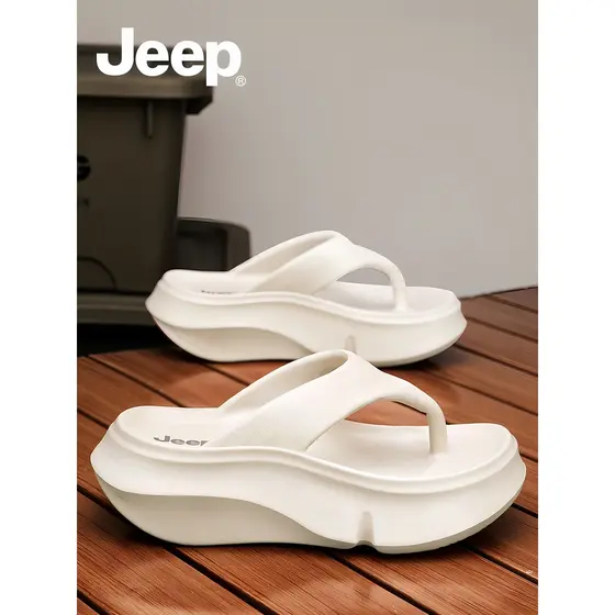 JEEP Chinelos Mulheres Verão Desgaste Exterior 2026 Novo Estilo de Sola Grossa Aumentando Flip-Flops Sandálias Chinelos
