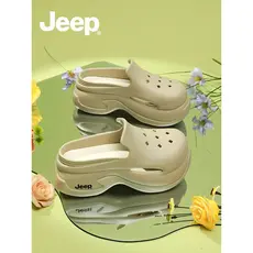 JEEP Hole Shoes Feminino Verão Exterior Desgaste Meia Chinelos 2026 Novo Estilo Baotou Sandálias Chinelos Femininos Verã