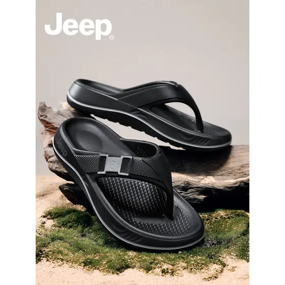 JEEP chinelos masculinos verão exterior Wear 2026 novo estilo sandálias esportivas de sola grossa sapatos de praia antid