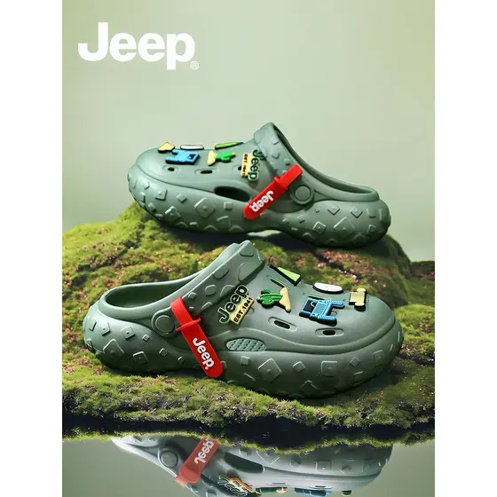 Jeep jeep buraco sapatos femininos verão sandálias ao ar livre 2026 novo estilo chinelos feminino verão verde sandálias