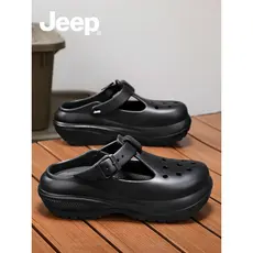 JEEP buraco sapatos femininos verão exterior Wear 2026 novo estilo chinelos feminino preto Mary Jane meia chinelos de so
