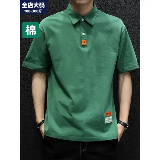 Camisa polo masculina de tamanho grande, camiseta de manga curta, roupa de rua, solta, gorda, plus Size, verão, estilo f