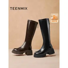 Tianmeiyi botas elásticas de aumento de sola grossa botas de cavaleiro botas de lã sapatos femininos botas de moda de al