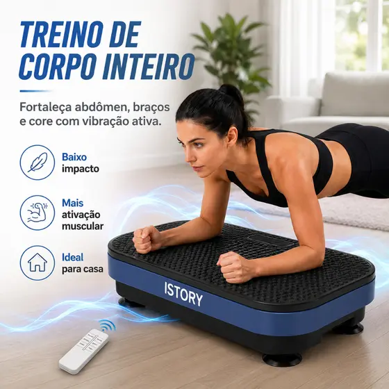 【ISTORY】Plataforma Vibratória Fitness 150kg 9 Modos Display LED Uso Doméstico Multifuncional Treino