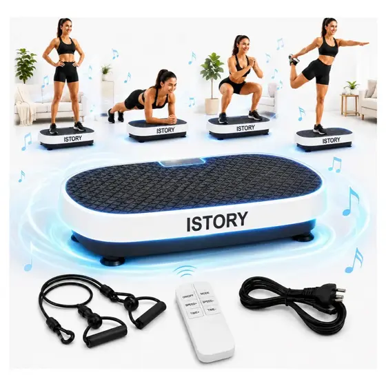【ISTORY】Plataforma Vibratória Fitness 150kg com Controle Remoto 199 Níveis LED Silenciosa