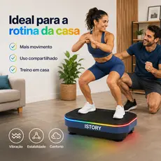 【ISTORY】Plataforma Vibratória Fitness com Controle e Elásticos 110v/220v 150kg 9 modos Display LED