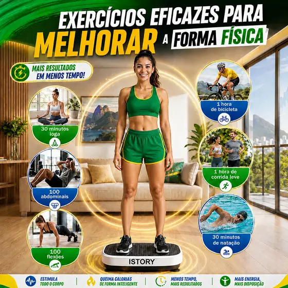 [ISTORY] Plataforma Vibratória 150kg Silenciosa Fitness 9 Modos LED Uso Doméstico