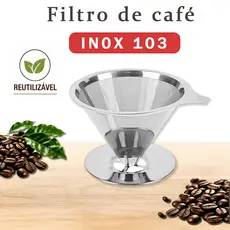 Filtro Coador de Café Inox 103 Grande Reutilizável, Sem Necessidade de Filtro de Papel Pour Over