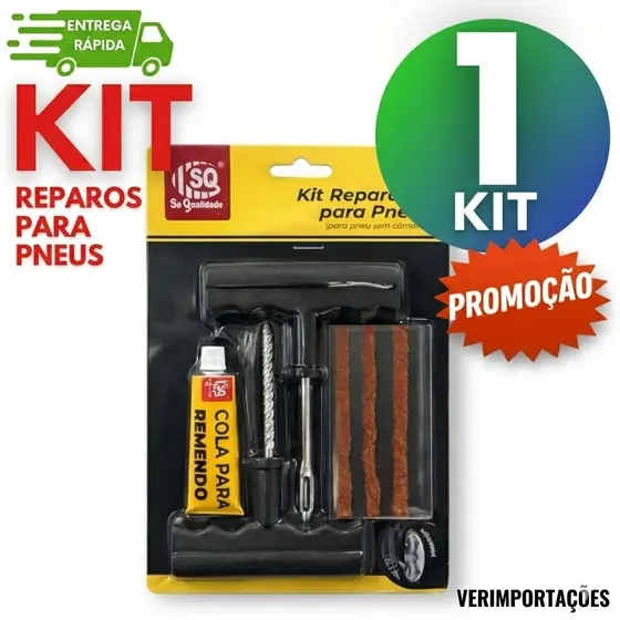 Kit Reparo de Pneu Macarrão Carro Moto 4 Peças Conserto Rápido Sem Câmara