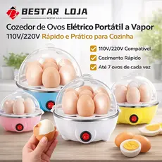 BESTAR LOJA Cozedor de Ovos Elétrico Portátil a Vapor 110V/220V Rápido e Prático para Cozinha
